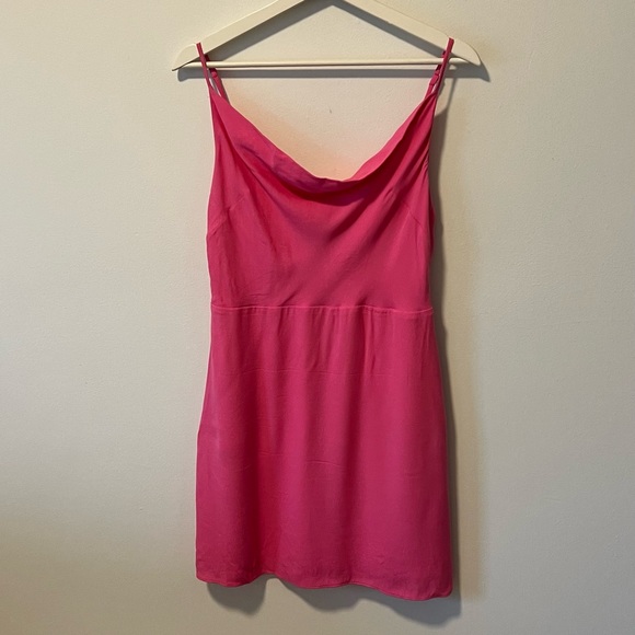 Aritzia Hot Pink Cowl Neck Mini Dress - Picture 10 of 10